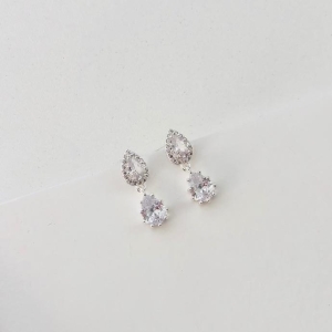 Brinco gota cravejada e gota zirconia