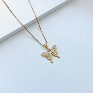 Colar borboleta cravejada