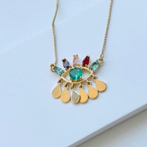 Colar luxo olho grego colors com gotas