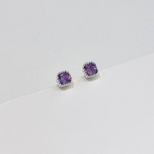 Brinco zirconia lilás quadrada