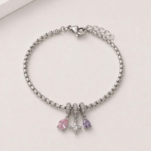 Pulseira pipoca coração estrela e zirconia