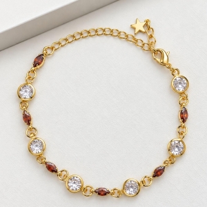 Pulseira zirconia cristal com navete vermelho