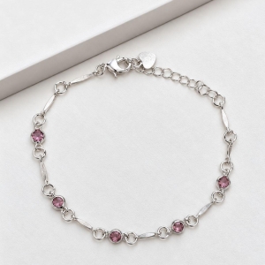 Pulseira zirconia rosa com haste