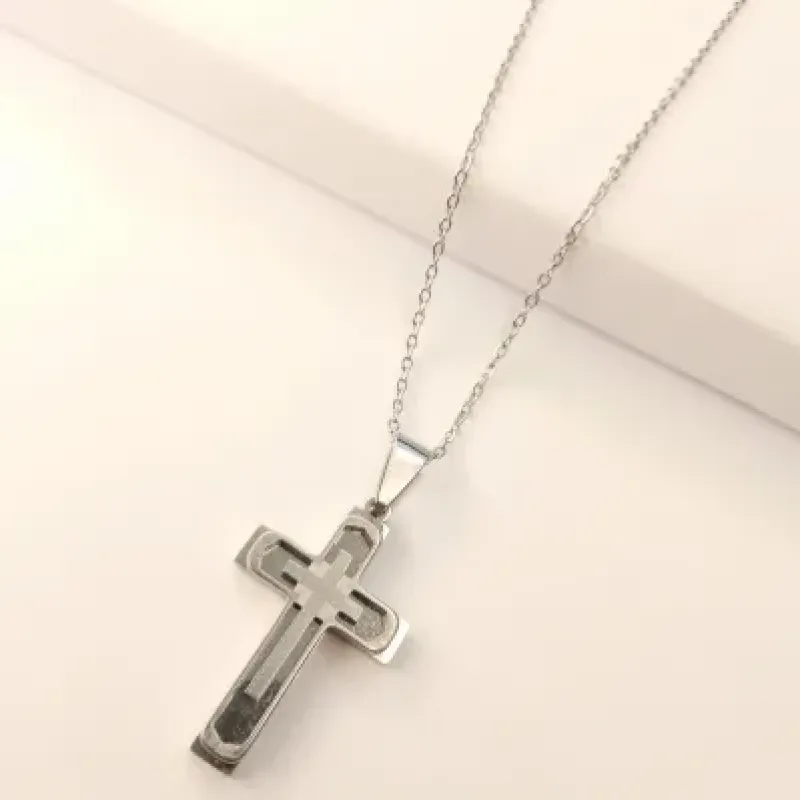 Corrente Masculina Crucifixo Aço Inox