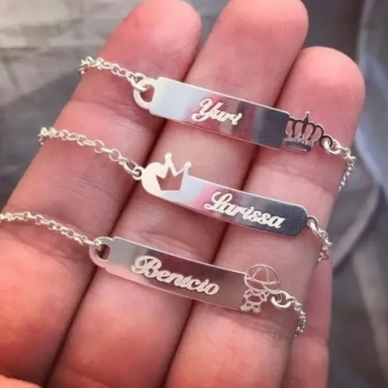 PULSEIRA INFANTIL PERSONALIZADA-PRATA