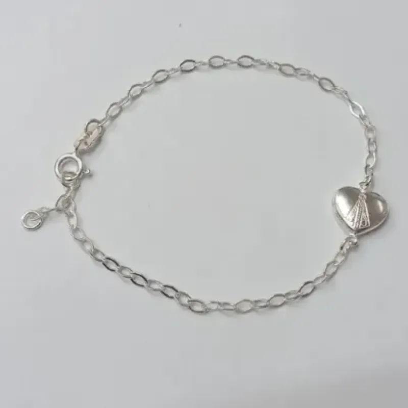 Pulseira prata Nss Senhora em coração