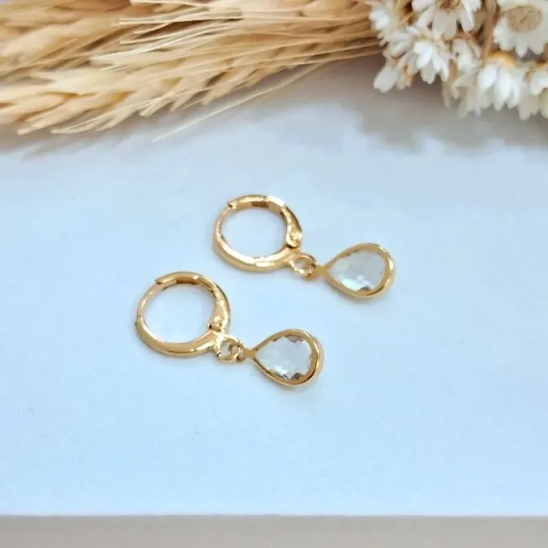 Argolinha Gota de Zircônia G com banho em volta