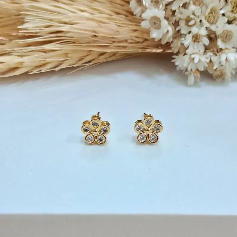 Brinco florzinha com zircônia