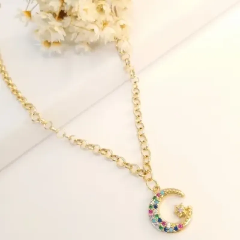 Choker elo português lua estrela