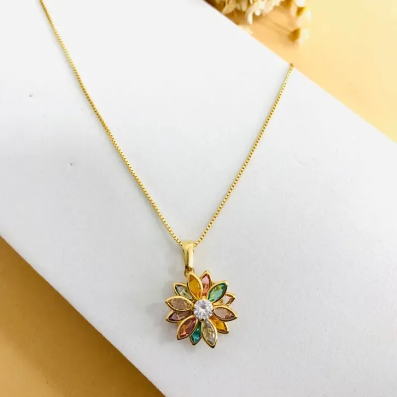 Colar luxo flor pétalas pontiagudas colors