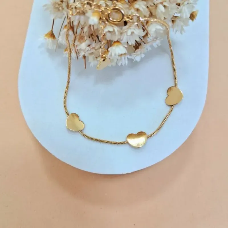 Pulseira coração liso-rabo de tatu