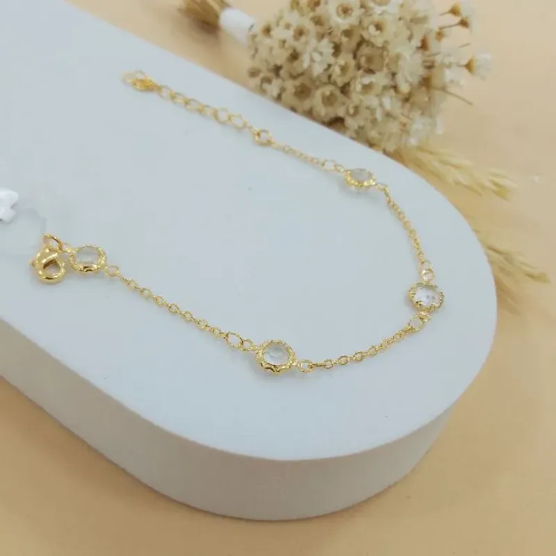Pulseira cristais redondos com detalhes