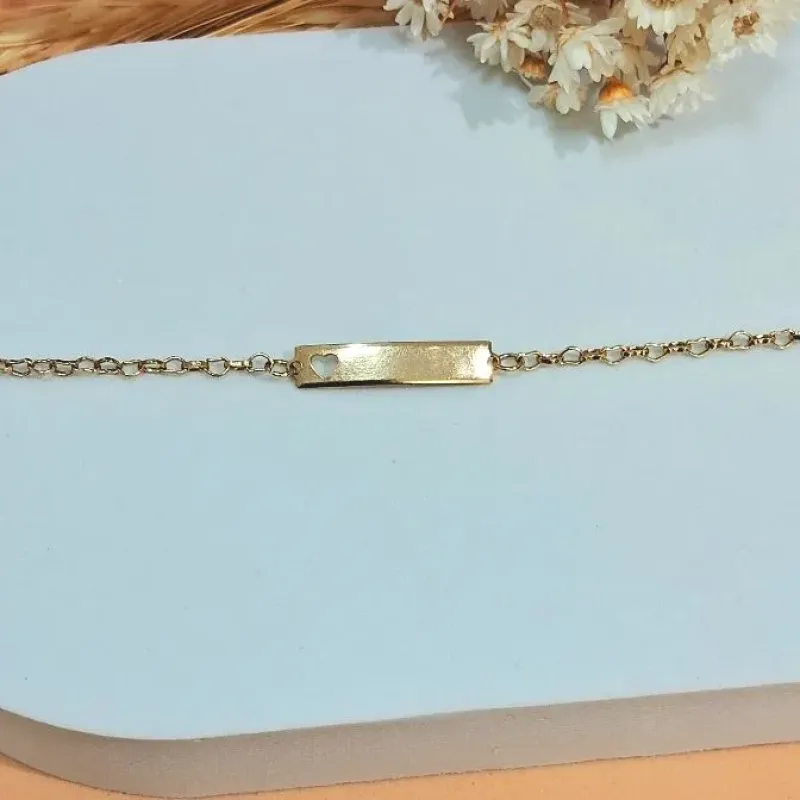 Pulseira Infantil chapinha com coração vazado