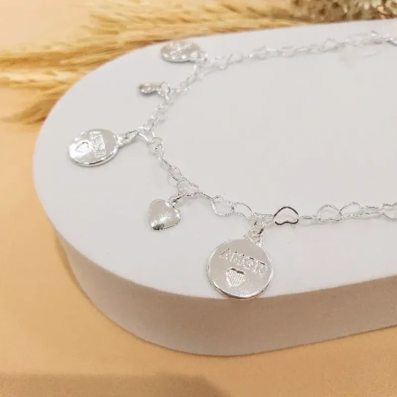 Pulseira medalha de amor - prata