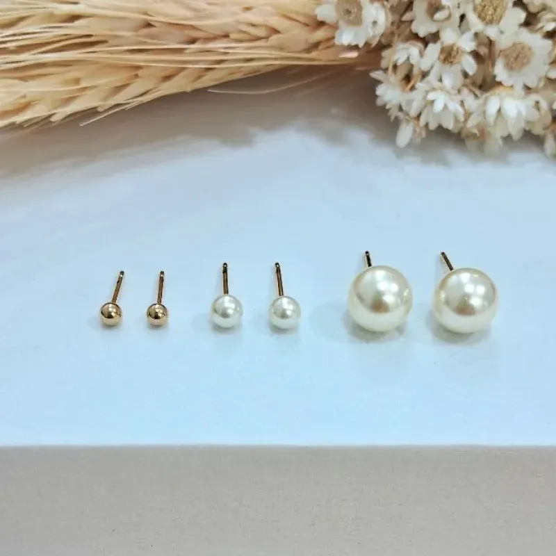 Trio duas pérolas + bolinha PP Gold