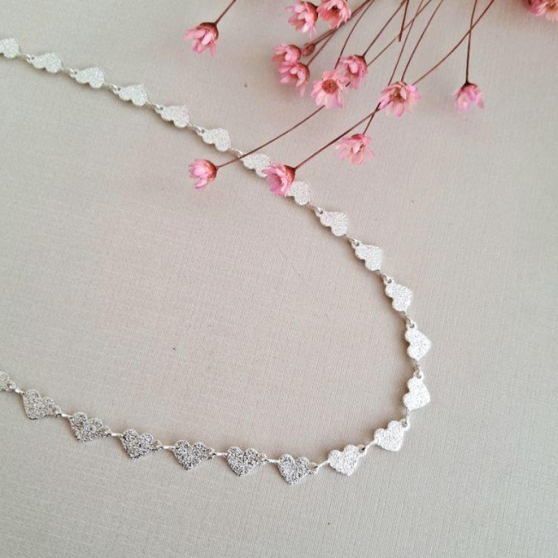 Choker corações diamantados