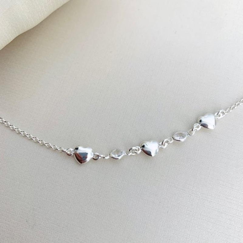 Pulseira corações com cristal