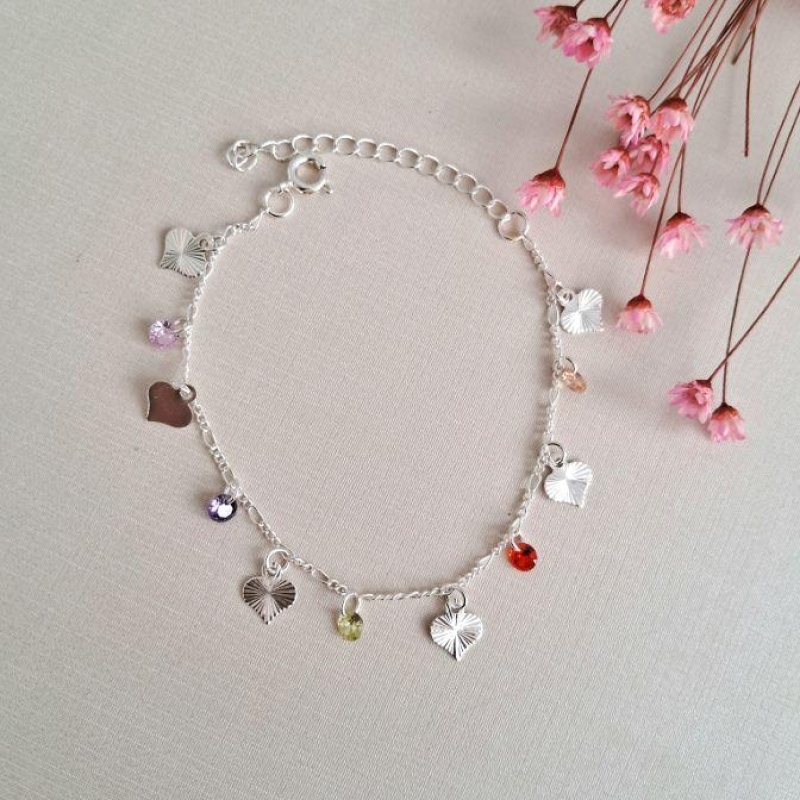 Pulseira corações e zircônias colors
