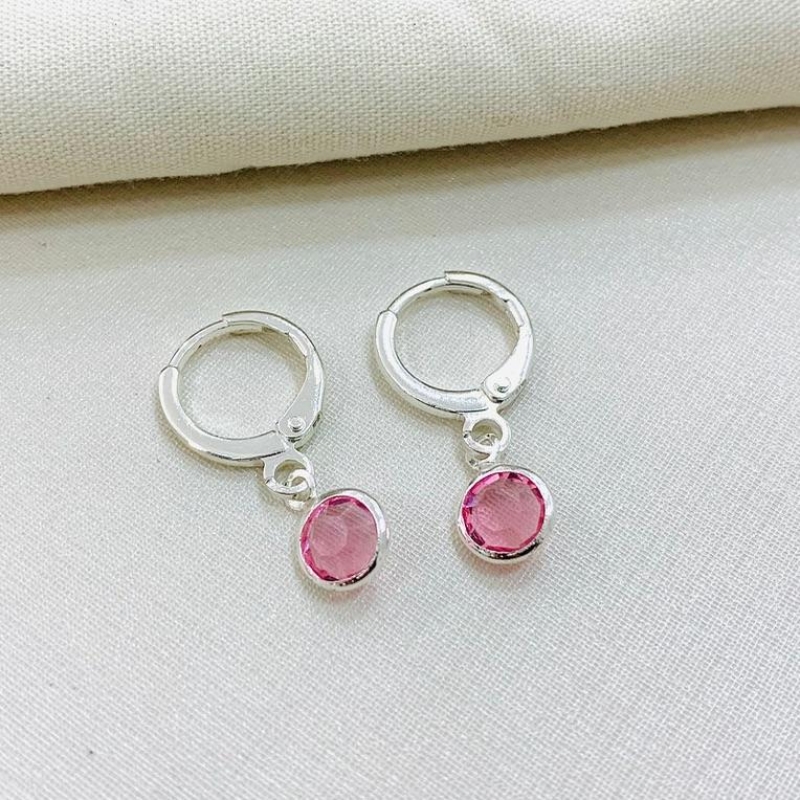 Argolinha zirconia rosa