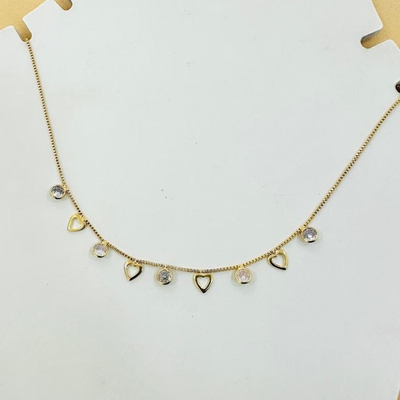 Choker corações e zirconias
