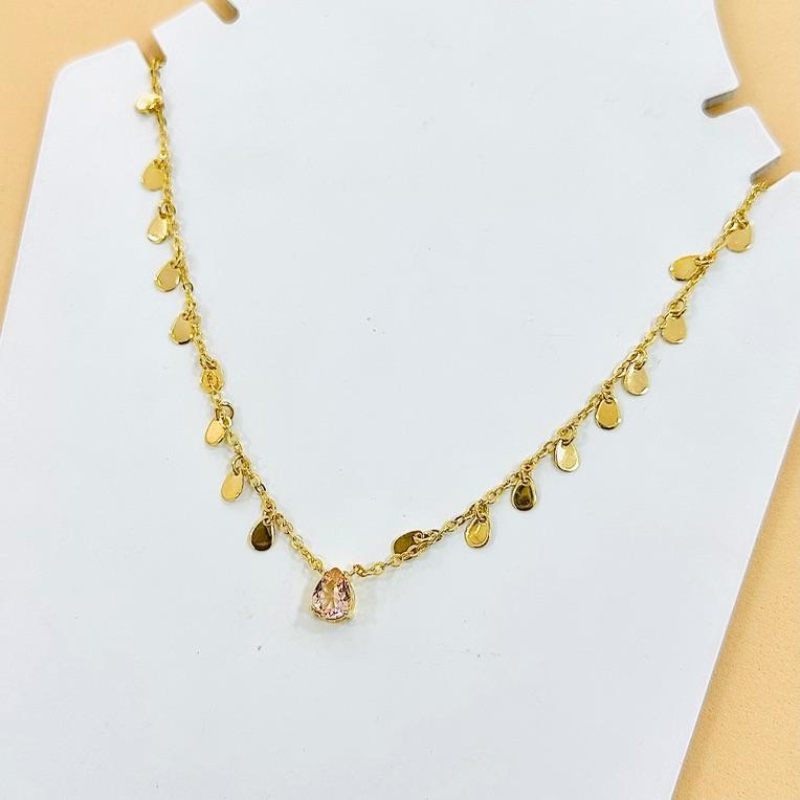Choker gota rosa e gotas chapinha