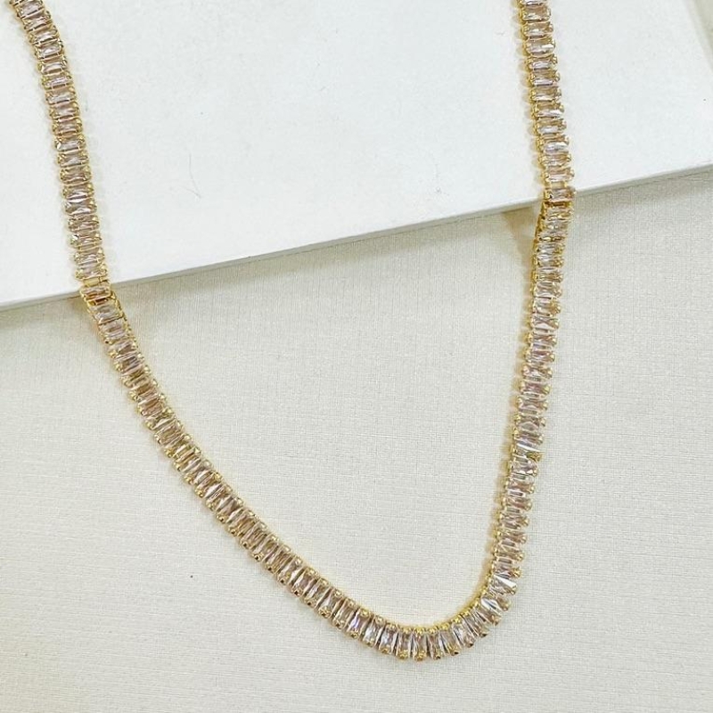Choker Riviera Zircônia Baguete