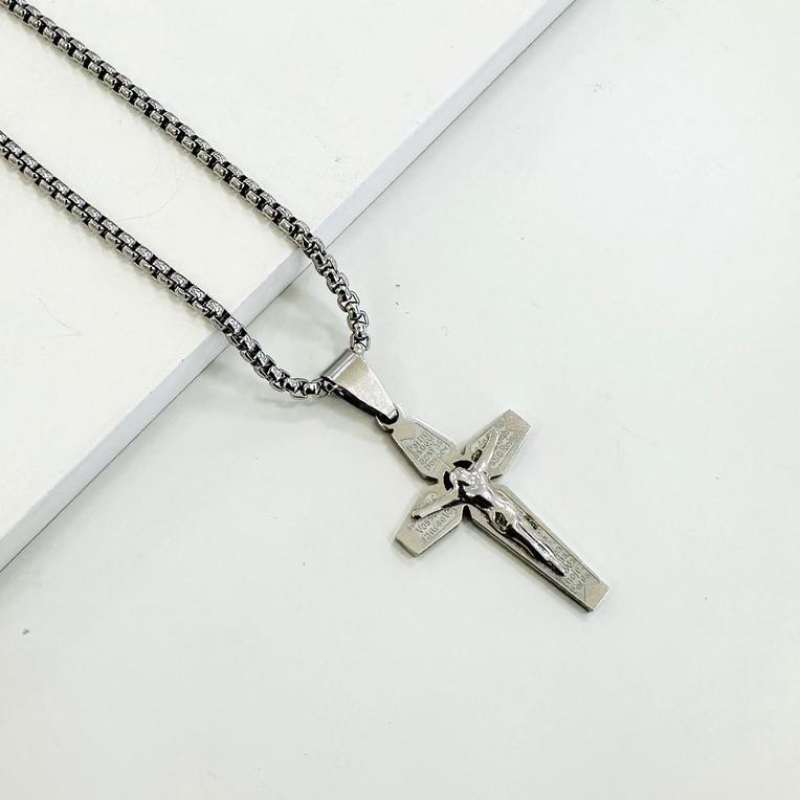 Corrente pipoca crucifixo steel