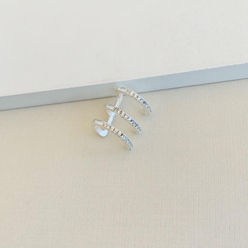Piercing ear cuff 3 fileiras cravejadas