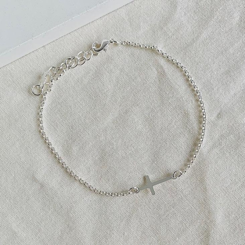 Pulseira Cruz Lisa dourada