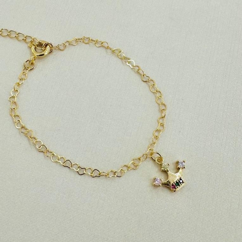 Pulseira Infantil Coroa Cravejada Colors