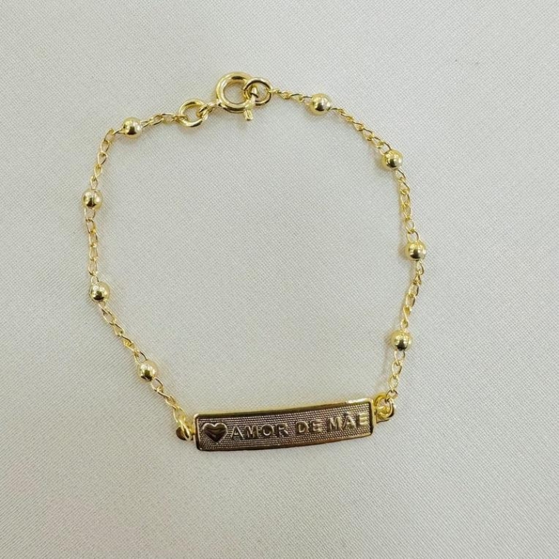 Pulseira infantil placa Amor de mãe