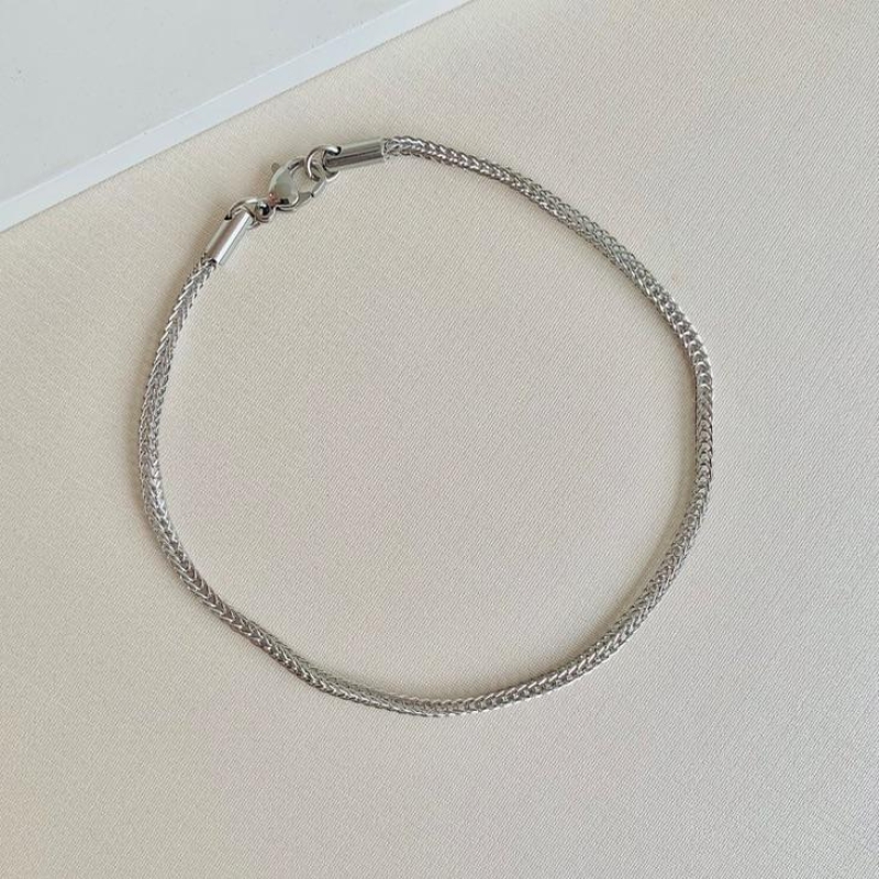 Pulseira masculina grumet quadrada fina aço