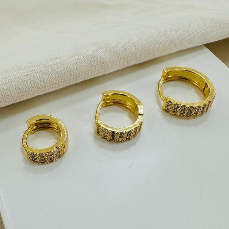 Trio argolinha cravejada três filas