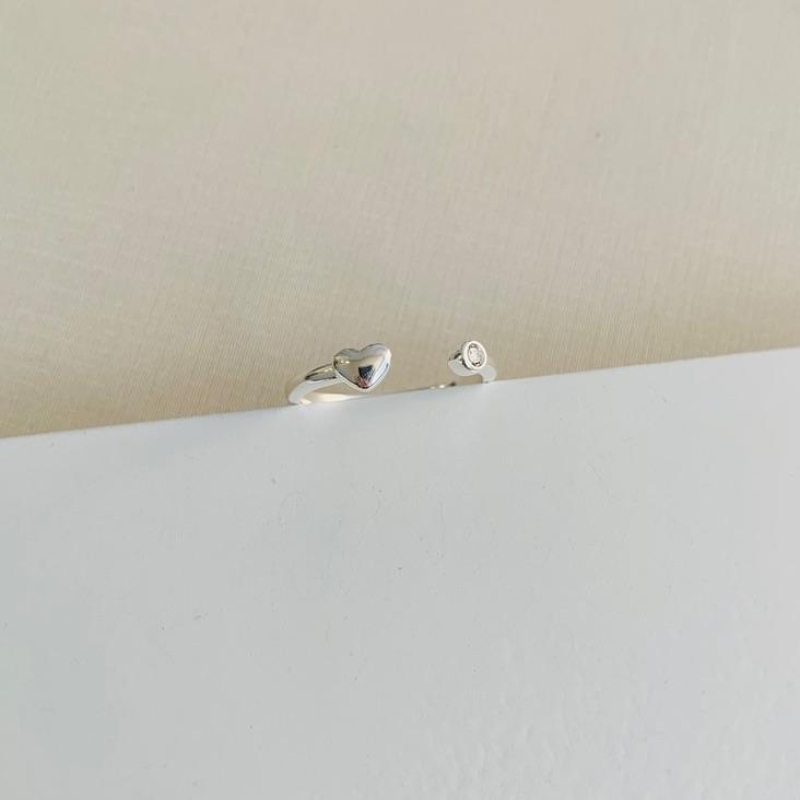 Anel coração e ponto de luz ajustavel