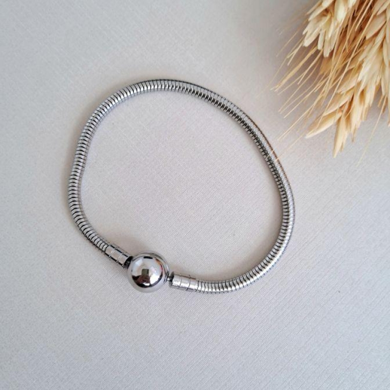 Bracelete Steel de berloque círculo