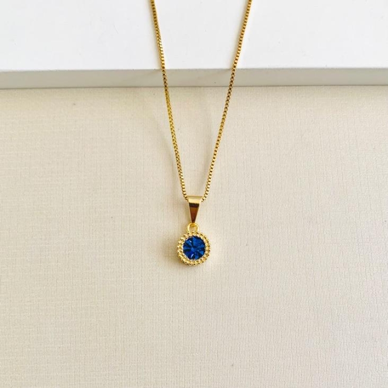 Colar zircônia azul