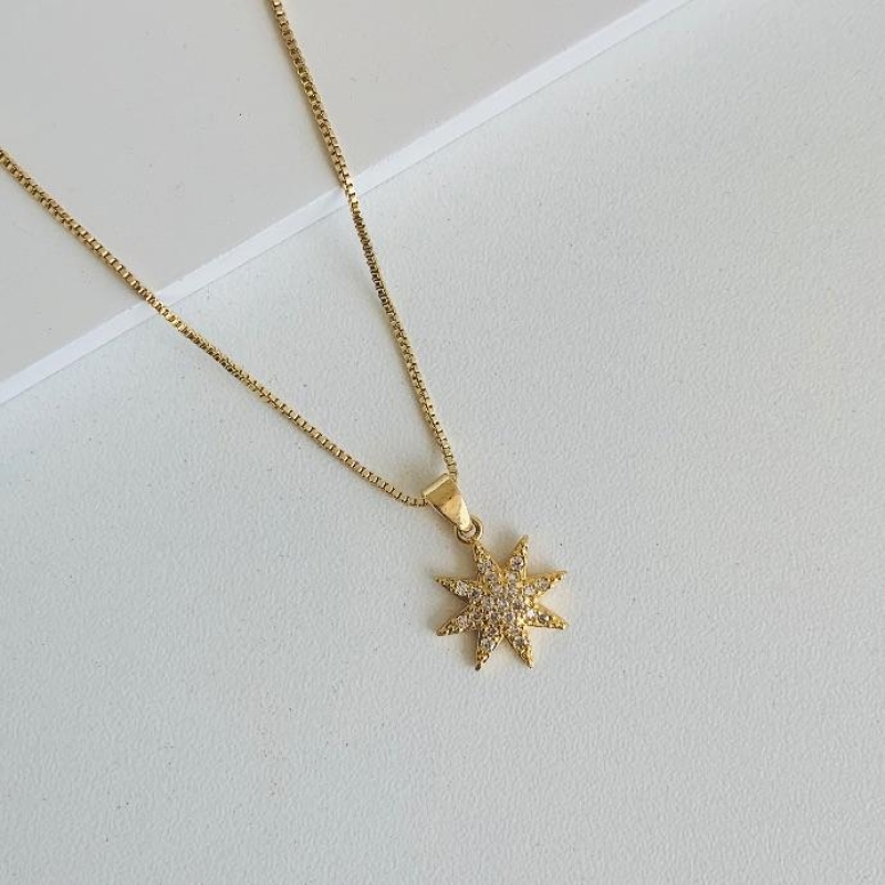 Colar rosa dos ventos cravejada