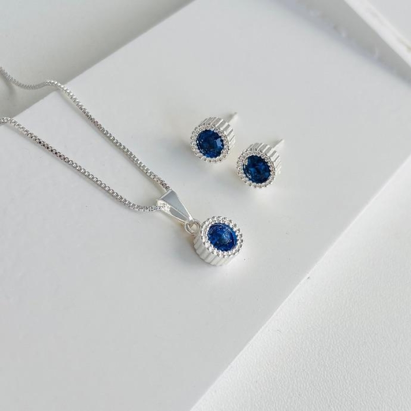 Conjunto zircônia azul