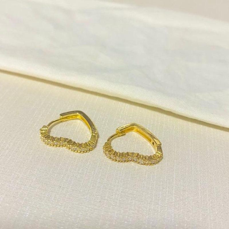 Argolinha coração cravejado alto-1 fileira