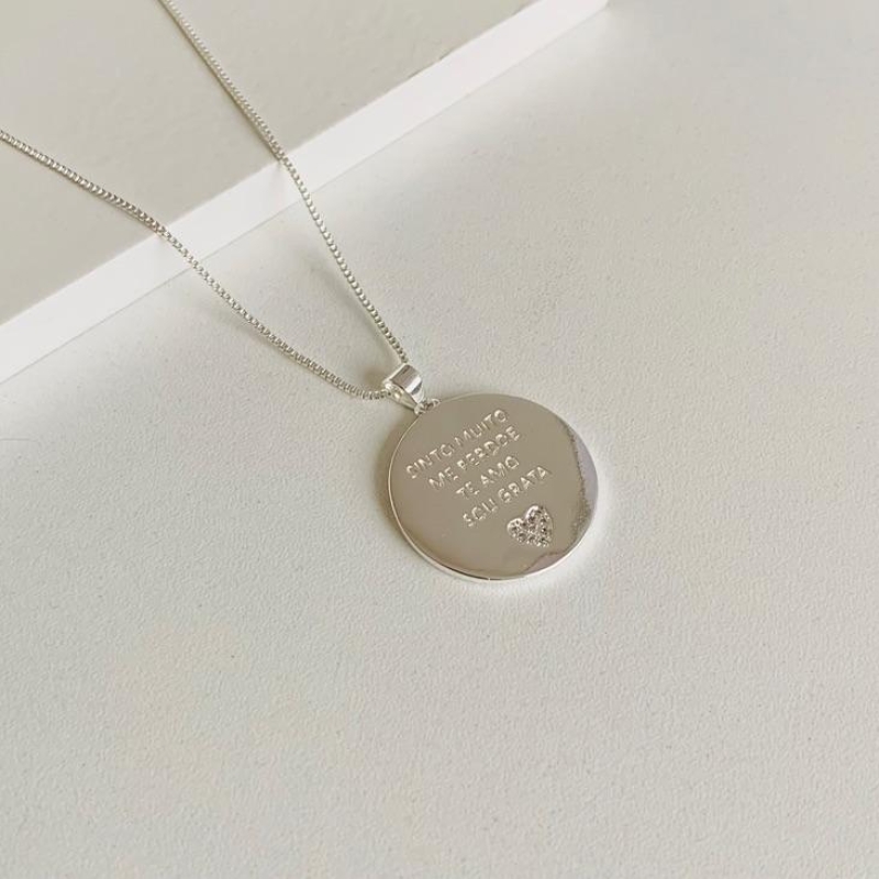 Colar Hooponopono com coração cravejado