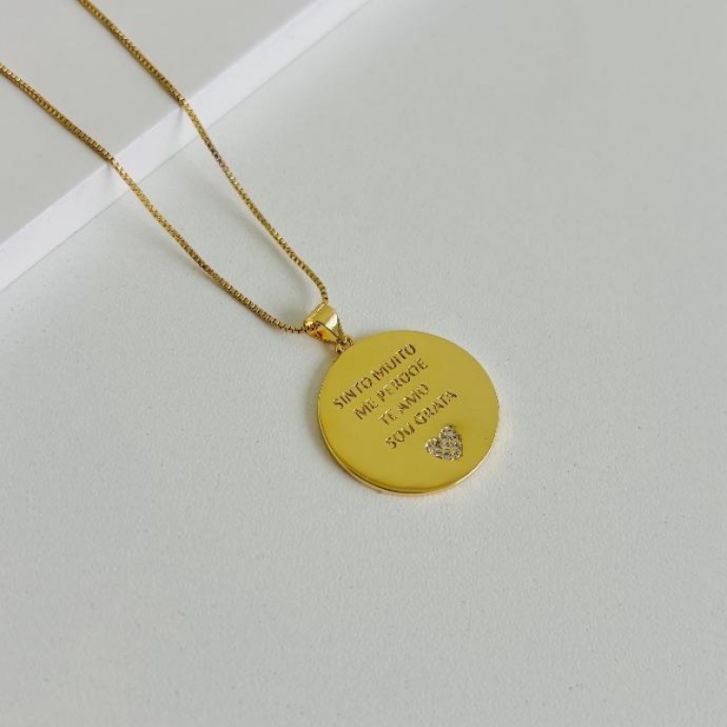 Colar Hooponopono com coração cravejado