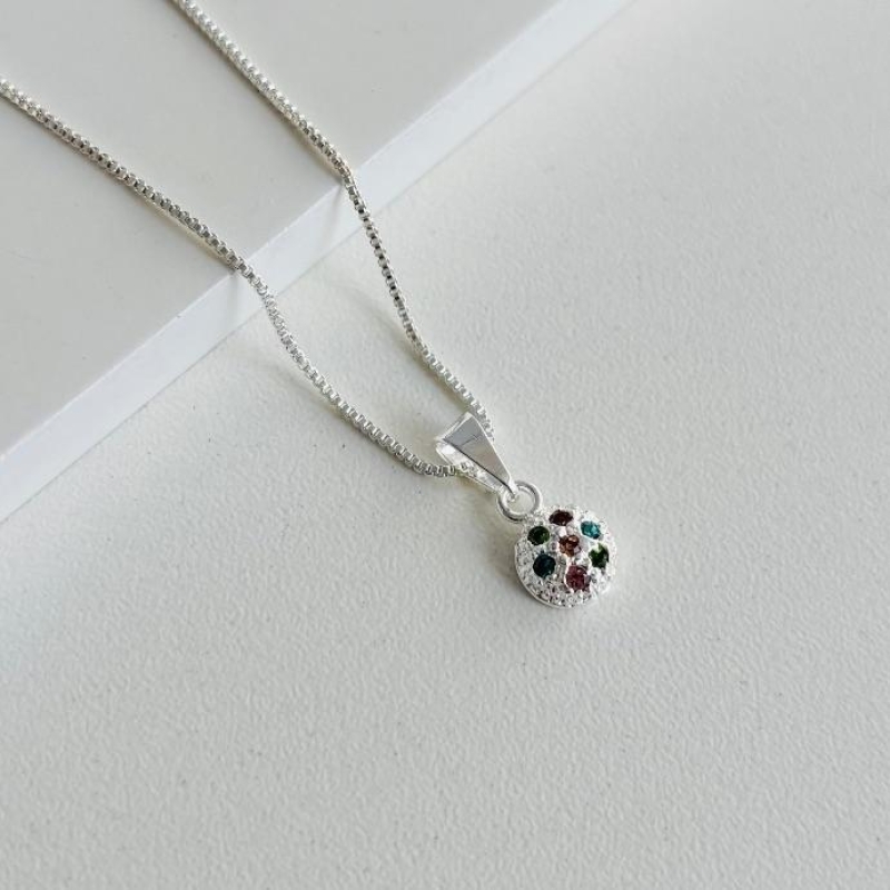 Colar meia bola de zirconias colors