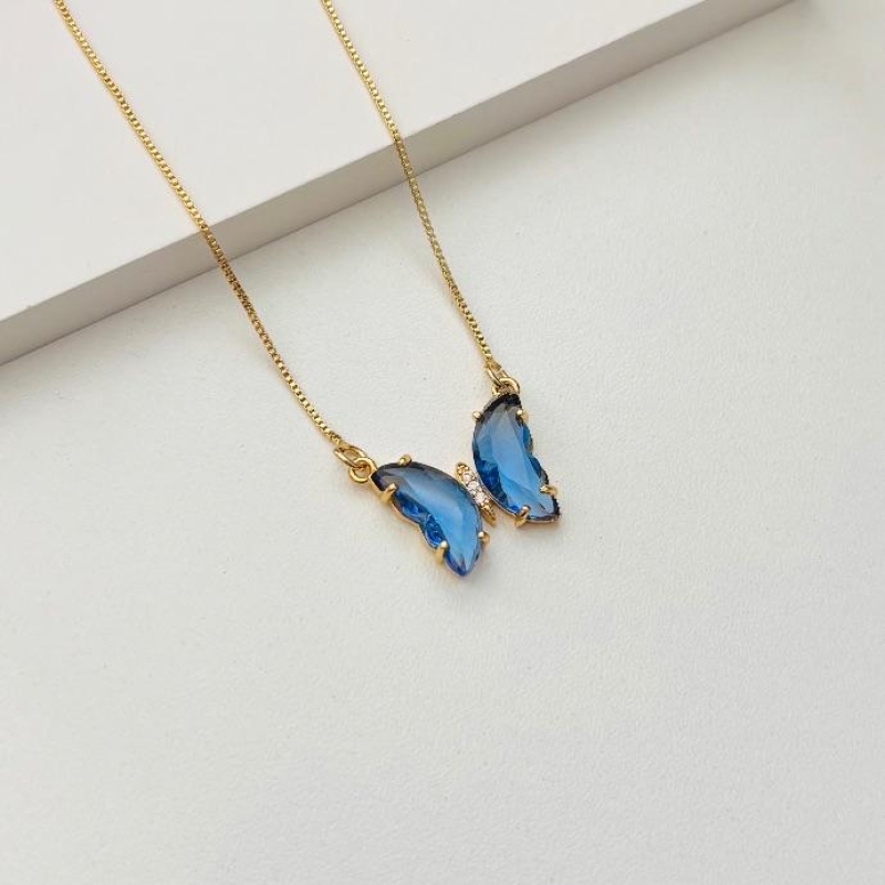 Colar borboleta azul