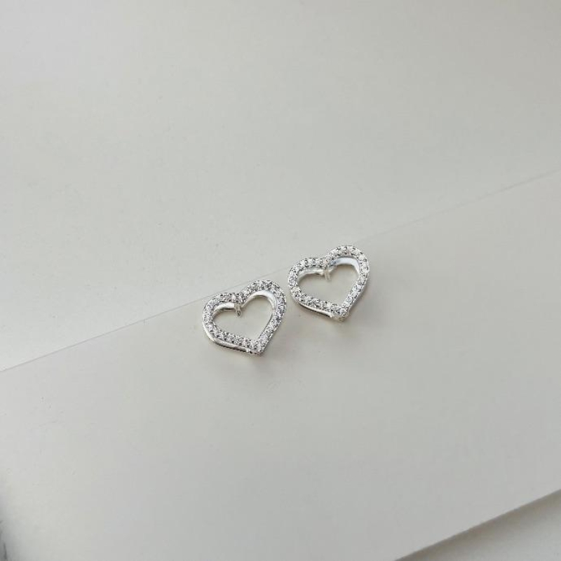 Argolinha coração duplo cravejado