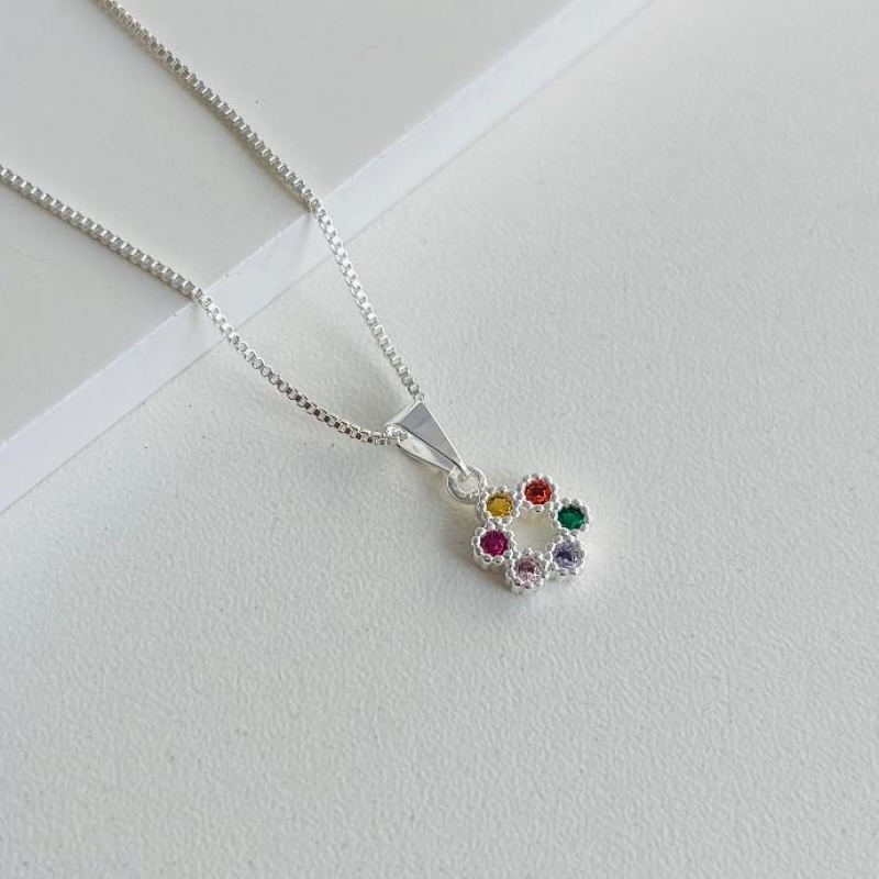 Colar circulo 6 zirconias colors