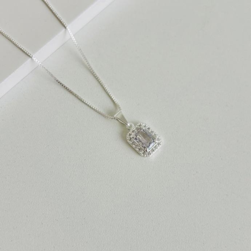 Colar zirconia quadrada com cravejado