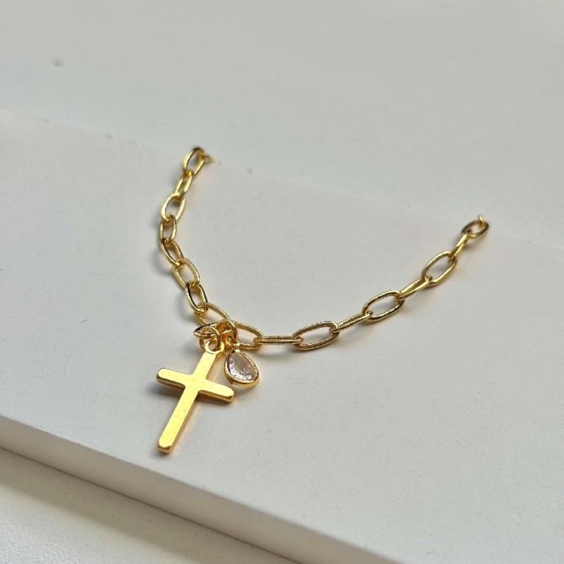 Pulseira cartier ponto de luz e cruz