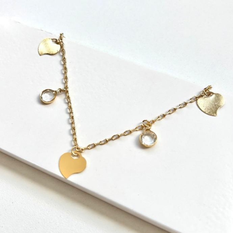 Pulseira corações e pontos de luz