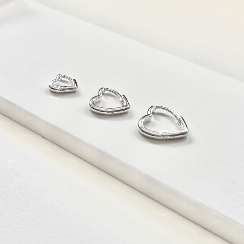 Trio argolinha coração delicado liso