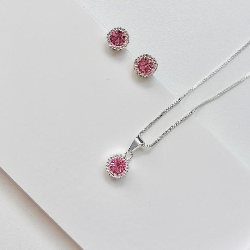 Conjunto zircônia rosa